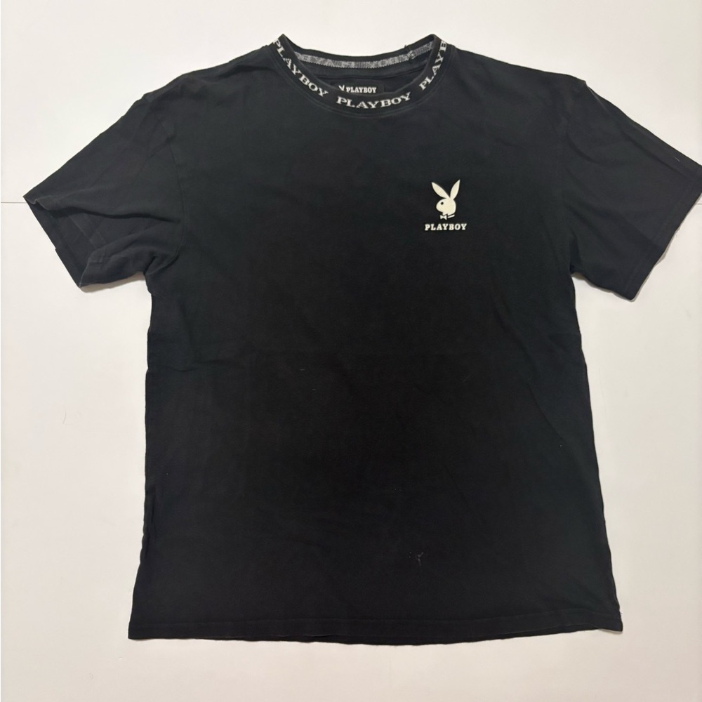 Playboy by Pacsun Men's Black Logo Crew Neck T-Shirt Medium